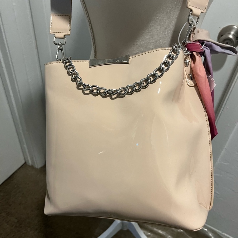 NWT Betsy Johnson Trista Bucket Bag with Scarf and chain